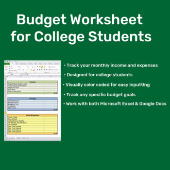 Budget Worksheet for College Students